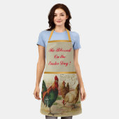 ヴィンテージの鶏とニワトリの復活祭 エプロン (着用した状態)