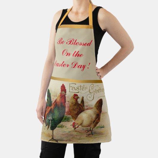 ヴィンテージの鶏とニワトリの復活祭 エプロン (インサイチュ)