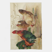 ヴィンテージの鶏とニワトリの復活祭 キッチンタオル (縦)