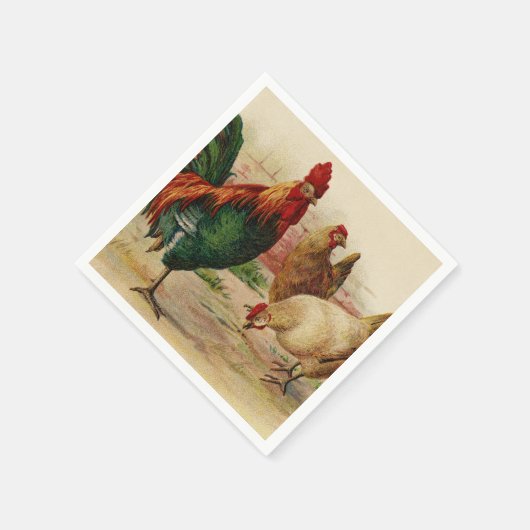 ヴィンテージの鶏とニワトリ任意の目的のナプキン スタンダードカクテルナプキン (角)