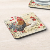 ヴィンテージの鶏とヘンエフェメラ コースター (左側)