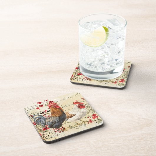 ヴィンテージの鶏とヘンエフェメラ コースター (右側)