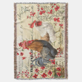 ヴィンテージの鶏とヘンエフェメラ スローブランケット (正面縦)