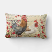 ヴィンテージの鶏とヘンエフェメラ ランバークッション (裏面)
