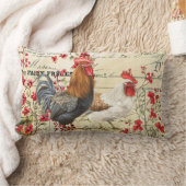 ヴィンテージの鶏とヘンエフェメラ ランバークッション (ブランケット)