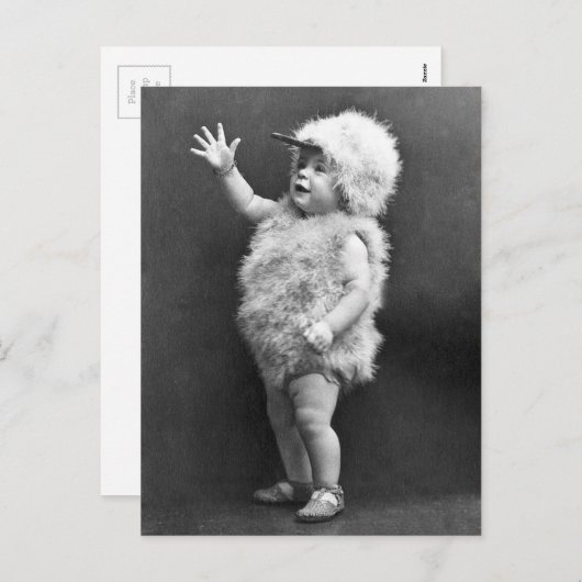 ヴィンテージの鶏のスーツの女の子のイースター衣裳 シーズンポストカード (正面/裏面)