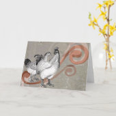 ヴィンテージの鶏の挨拶状 カード (黄色い花)