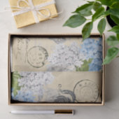 ヴィンテージの鶏の青い花の郵便はがきのティッシュペーパー 薄葉紙 (ギフト)