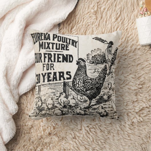 ヴィンテージの鶏の餌広告枕 クッション (ブランケット)