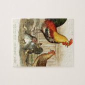 ヴィンテージの鶏家族のイラストレーション ジグソーパズル (横)