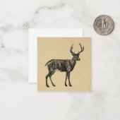 ヴィンテージの鹿のイラスト - 鹿のデザイン ノートカード (正面/裏面インサイチュ)