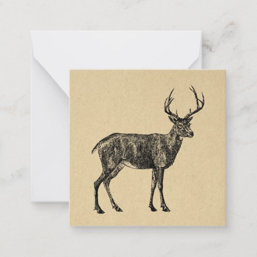 ヴィンテージの鹿のイラスト - 鹿 ノートカード (正面)