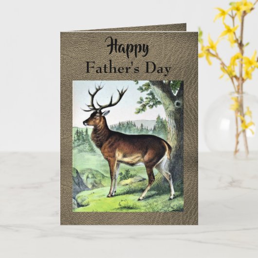 ヴィンテージの鹿の親父の父の日カード 子供たちから  カード (黄色い花)