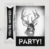 ヴィンテージの鹿狩猟アート　招待状 招待状 (正面/裏面)