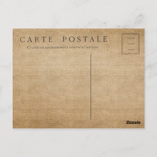 ヴィンテージの麻の質感が両面に施されたMr. & Mrs. ポストカード (裏面)