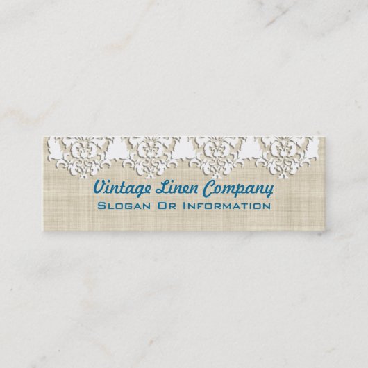 ヴィンテージの麻布およびレースの名刺 スキニー名刺 (正面)