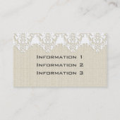 ヴィンテージの麻布およびレースの名刺 名刺 (裏面)