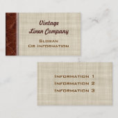 ヴィンテージの麻布および革名刺 名刺 (正面/裏面)