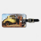 ヴィンテージの黄色いクーペのカスタムな荷物のラベル ラゲッジタグ (正面横)