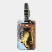 ヴィンテージの黄色いクーペのカスタムな荷物のラベル ラゲッジタグ (正面縦)