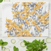 ヴィンテージの黄色いケシによっては台所タオルが開花します キッチンタオル (折り畳み)