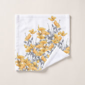 ヴィンテージの黄色いケシの花のBathタオルセット バスタオルセット (ウォッシュタオル)
