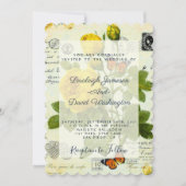 ヴィンテージの黄色いバラのウェディング招待状 招待状 (正面)