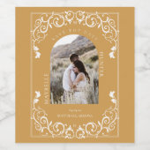 ヴィンテージの黄色い写真の日付を保存 ワインラベル (シングルラベル)