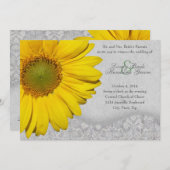 ヴィンテージの黄色い灰色のヒマワリの結婚式招待状 招待状 (正面/裏面)