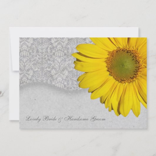 ヴィンテージの黄色い灰色のヒマワリの結婚式招待状 招待状 (裏面)
