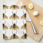 ヴィンテージの黄色い蜂蜜の蜂 キッチンタオル (四つ折り)