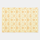 ヴィンテージの黄色と緑の古いパターンのデザイン ラッピングペーパーシート (正面2)