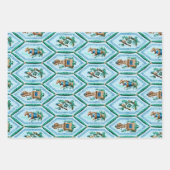 ヴィンテージの黄色と緑の古いパターンのデザイン ラッピングペーパーシート (正面)