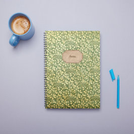 ヴィンテージの黄色と緑の葉のパターン名 ノートブック