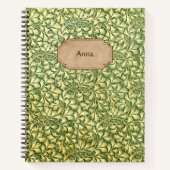 ヴィンテージの黄色と緑の葉のパターン名 ノートブック (正面)