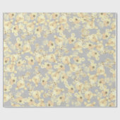 ヴィンテージの黄色のバラが柔らかい灰色の背景 ラッピングペーパー (フラット)