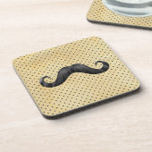 ヴィンテージの黄色の水玉模様のおもしろいで黒い髭 コースター (左側)