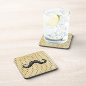 ヴィンテージの黄色の水玉模様のおもしろいで黒い髭 コースター (右側)