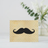 ヴィンテージの黄色の水玉模様のおもしろいで黒い髭 ポストカード (スタンド正面)