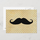 ヴィンテージの黄色の水玉模様のおもしろいで黒い髭 ポストカード (正面/裏面)