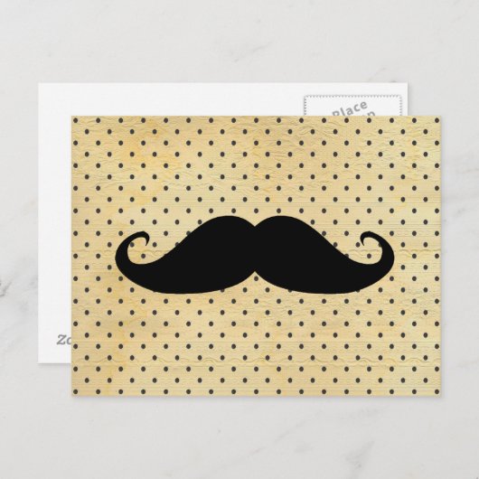 ヴィンテージの黄色の水玉模様のおもしろいで黒い髭 ポストカード (正面/裏面)
