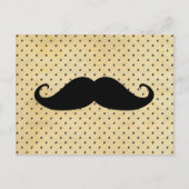 ヴィンテージの黄色の水玉模様のおもしろいで黒い髭 ポストカード (正面)