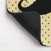 ヴィンテージの黄色の水玉模様のおもしろいで黒い髭 マウスパッド (コーナー)