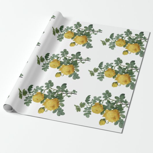 ヴィンテージの黄色バラの絵画のギフトの紙 ラッピングペーパー (アンロールド)
