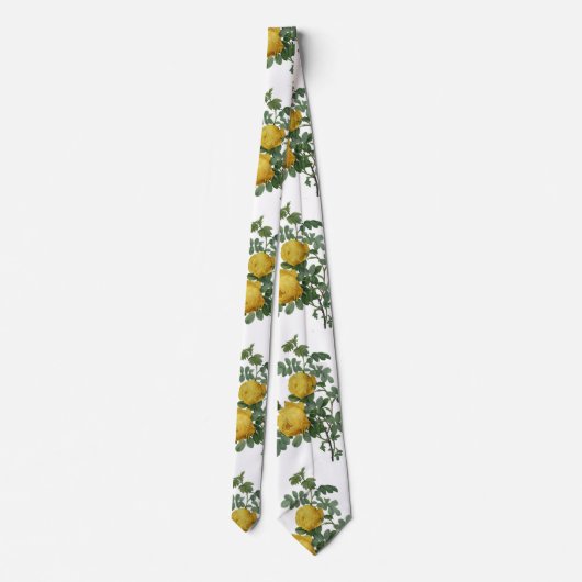 ヴィンテージの黄色バラの絵画のタイ ネクタイ (裏面)