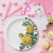 ヴィンテージの黄色バラの絵画 ペーパープレート (パーティー)