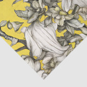 ヴィンテージの黄色、黒、および白のフローラの切り離し 薄葉紙 (詳細)