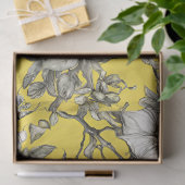 ヴィンテージの黄色、黒、および白のフローラの切り離し 薄葉紙 (ギフト)