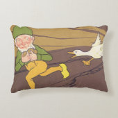 ヴィンテージの黄金の卵を産むイソップ寓話のガチョウ アクセントクッション (正面)