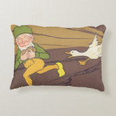 ヴィンテージの黄金の卵を産むイソップ寓話のガチョウ アクセントクッション (裏面)